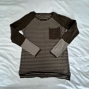 EUC- Staccato Olive Green Striped Sweater with Front Pocket
